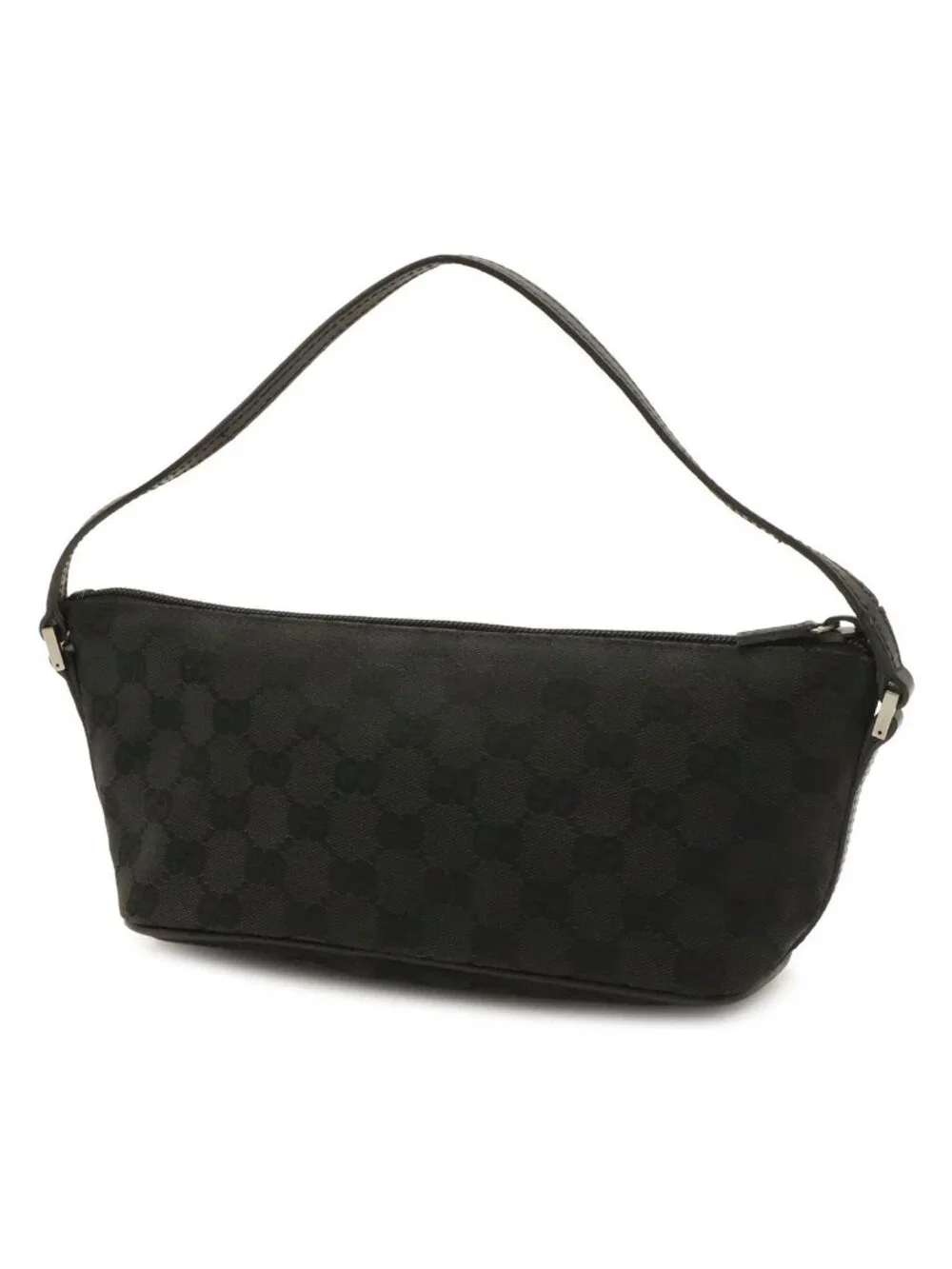 Gucci GG Canvas Pouch Sub Handbag Party Black Silver